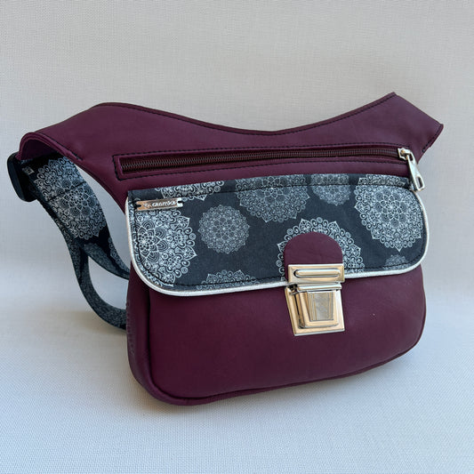 Special Bordeaux &amp; Mandalas BioCuir® natural leather Unique Piece No. 12563