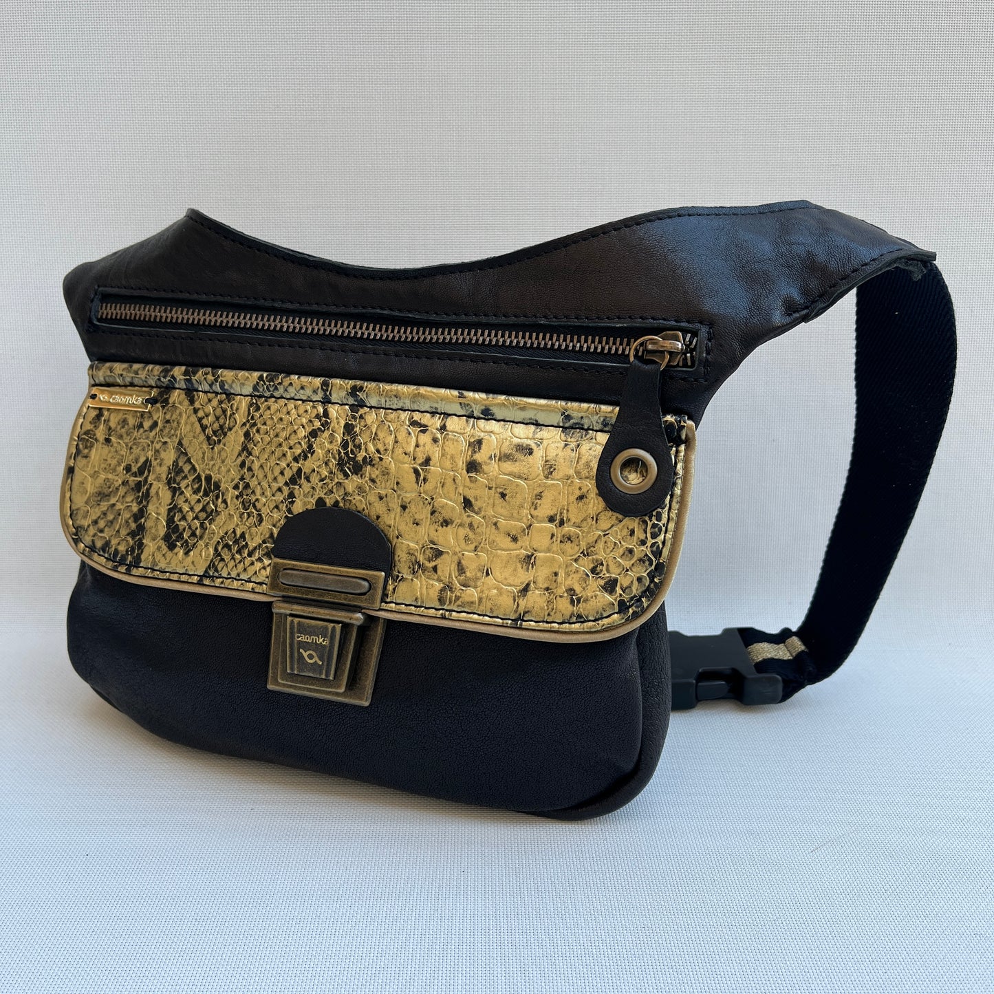 Special Black &amp; Golden Top Natural leather BioCuir® Exclusive Piece No. 12304