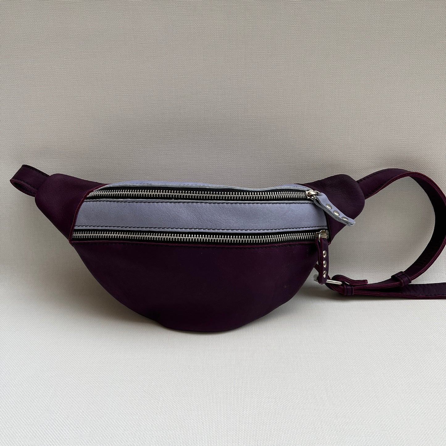 Retro Chic Dark Lilac and Light Lilac Natural BioCuir® Leather Exclusive Piece No. 11427