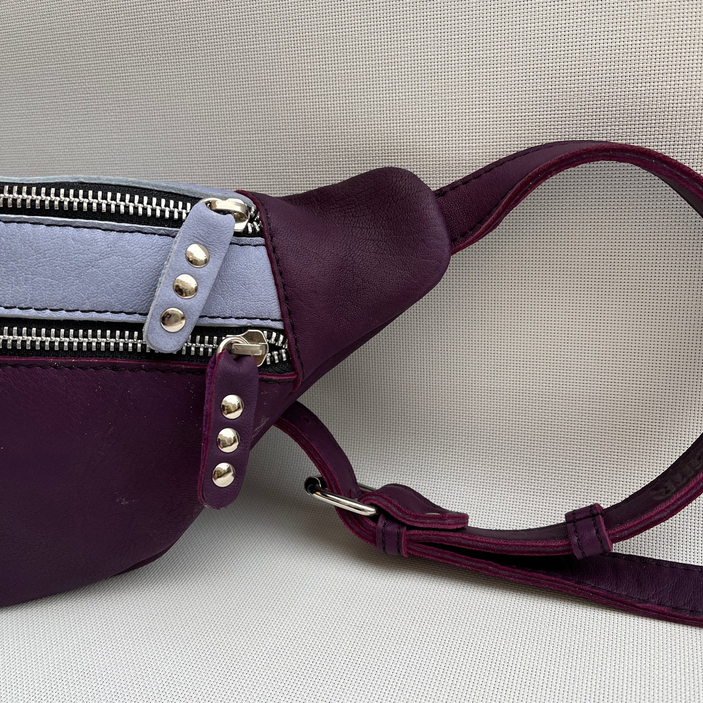 Retro Chic Dark Lilac and Light Lilac Natural BioCuir® Leather Exclusive Piece No. 11427