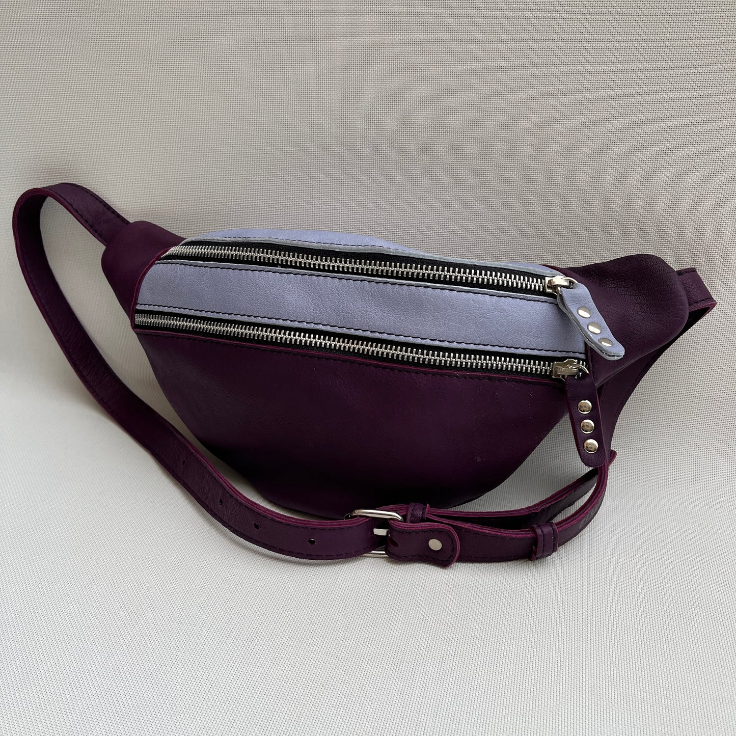 Retro Chic Dark Lilac and Light Lilac Natural BioCuir® Leather Exclusive Piece No. 11427