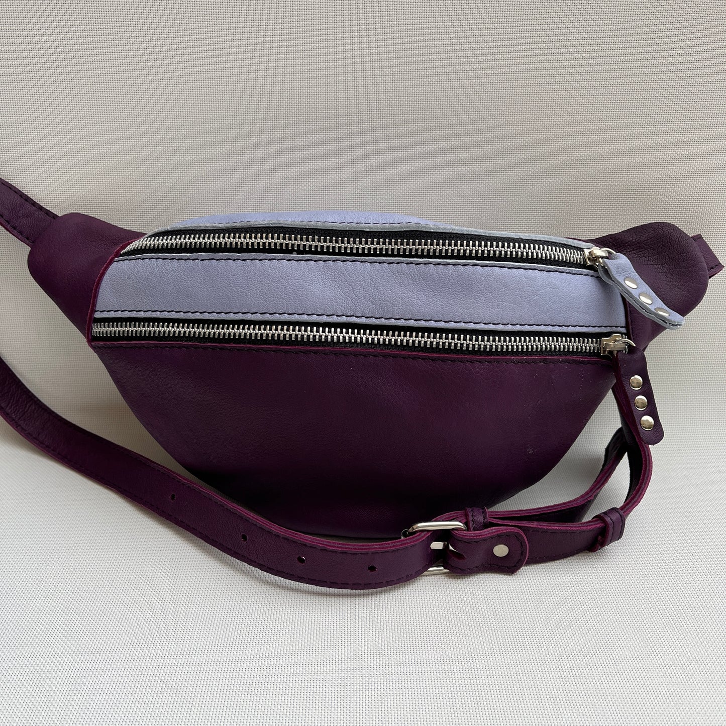 Retro Chic Dark Lilac and Light Lilac Natural BioCuir® Leather Exclusive Piece No. 11427