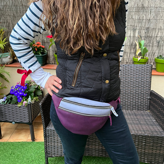 Retro Chic Dark Lilac and Light Lilac Natural BioCuir® Leather Exclusive Piece No. 11427