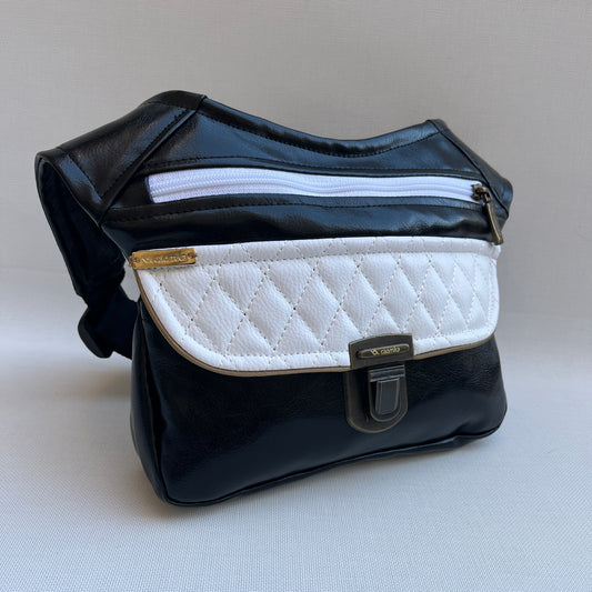 Special Black &amp; Elegant White Vegan Leatherette Unique Piece No. 13166