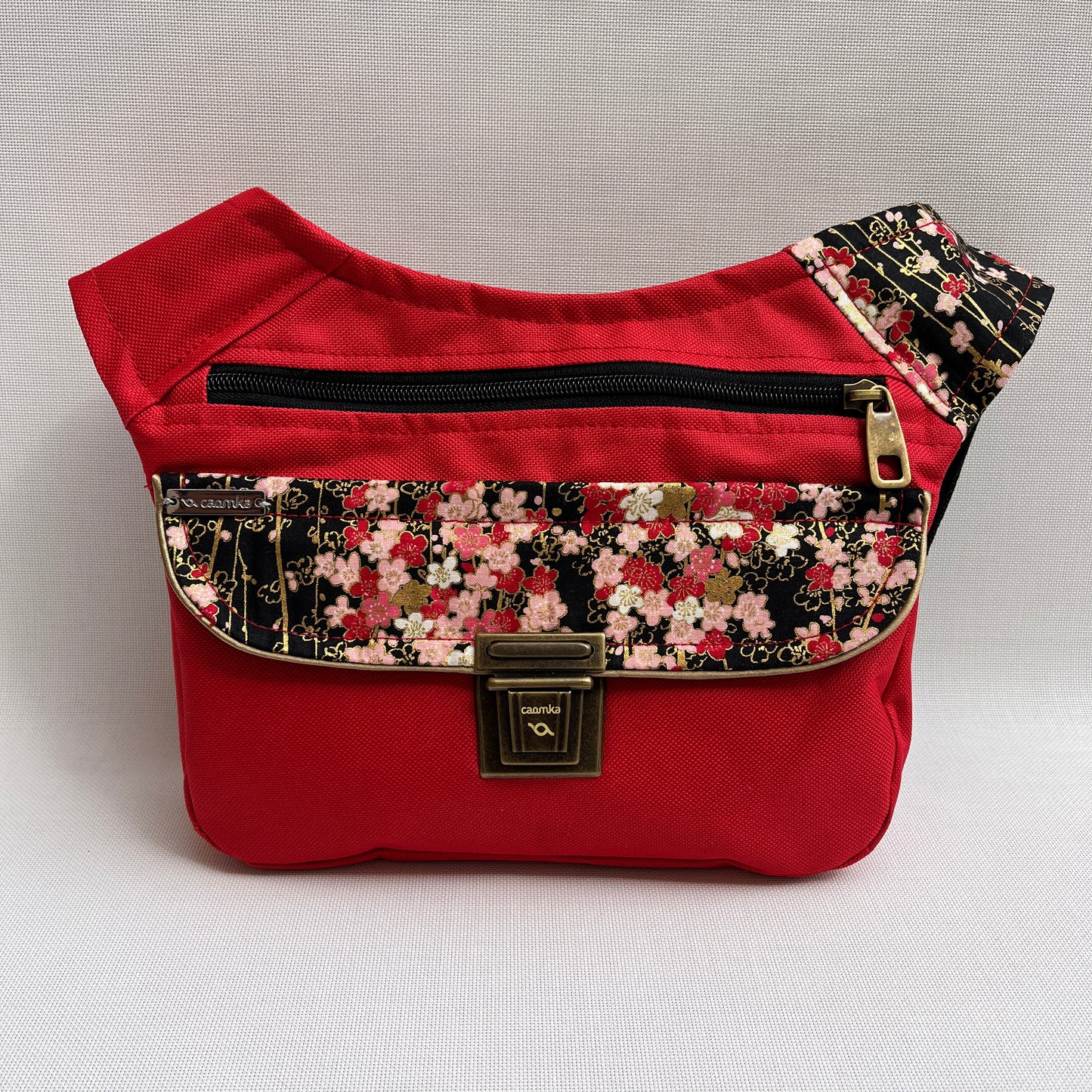 Special Red "Cordura" &amp; Japanese Flowers · Waterproof · Unique Piece No. 11448