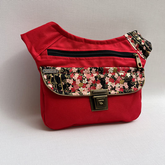 Special Red "Cordura" &amp; Japanese Flowers · Waterproof · Unique Piece No. 11448