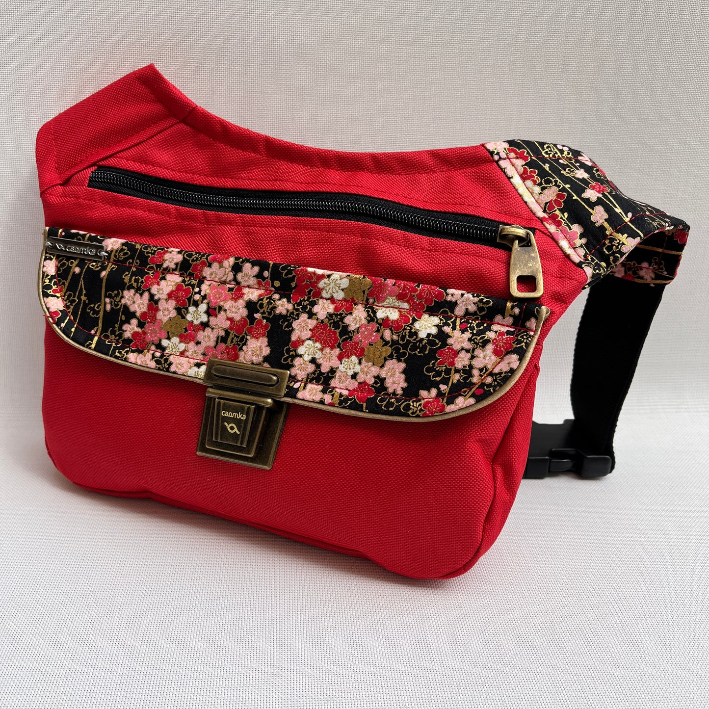 Special Red "Cordura" &amp; Japanese Flowers · Waterproof · Unique Piece No. 11448