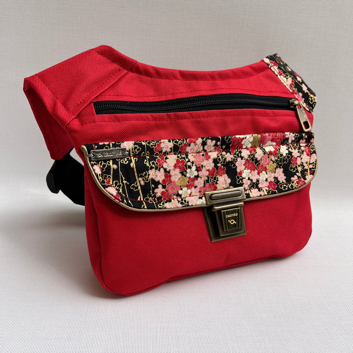 Special Red "Cordura" &amp; Japanese Flowers · Waterproof · Unique Piece No. 11448