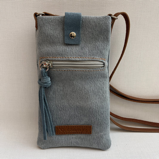 Mobile Holder Natura Design Natural Hemp Fabric Light Blue