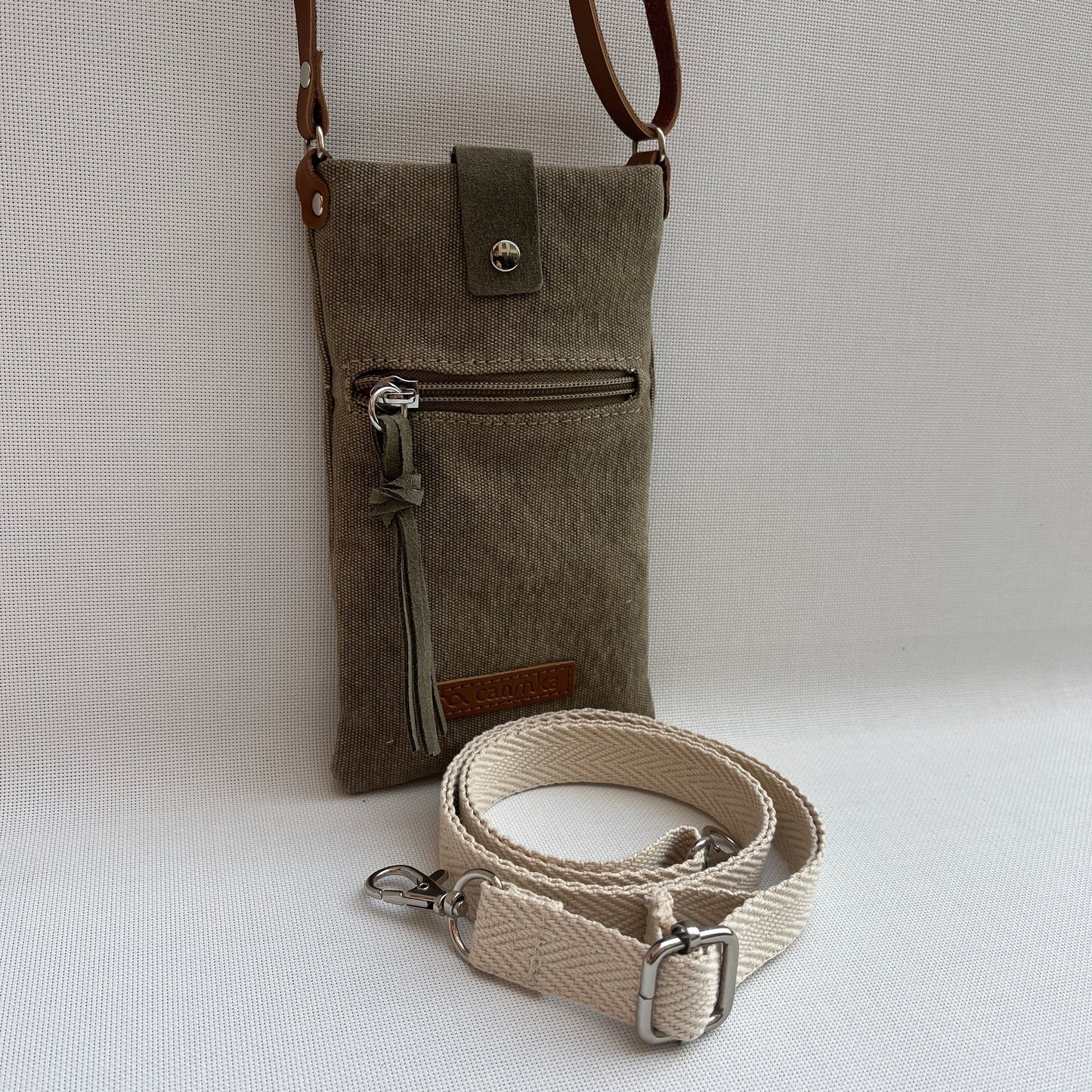 Mobile Holder · Natura Design · Hemp Natural Fabric · Green