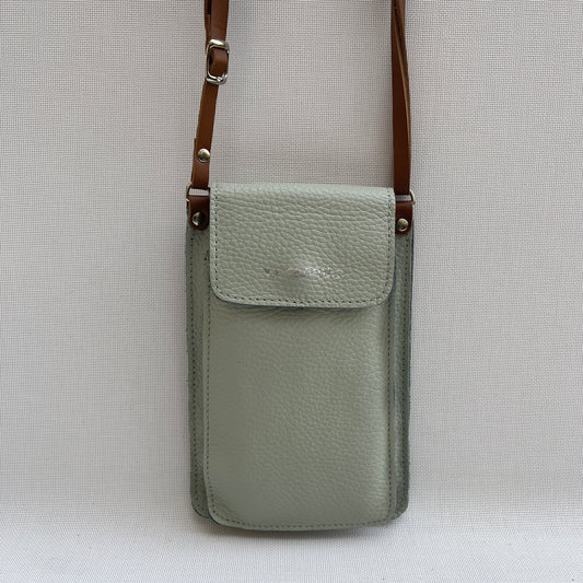 Mobile Holder Air Design Natural Leather Apple Green