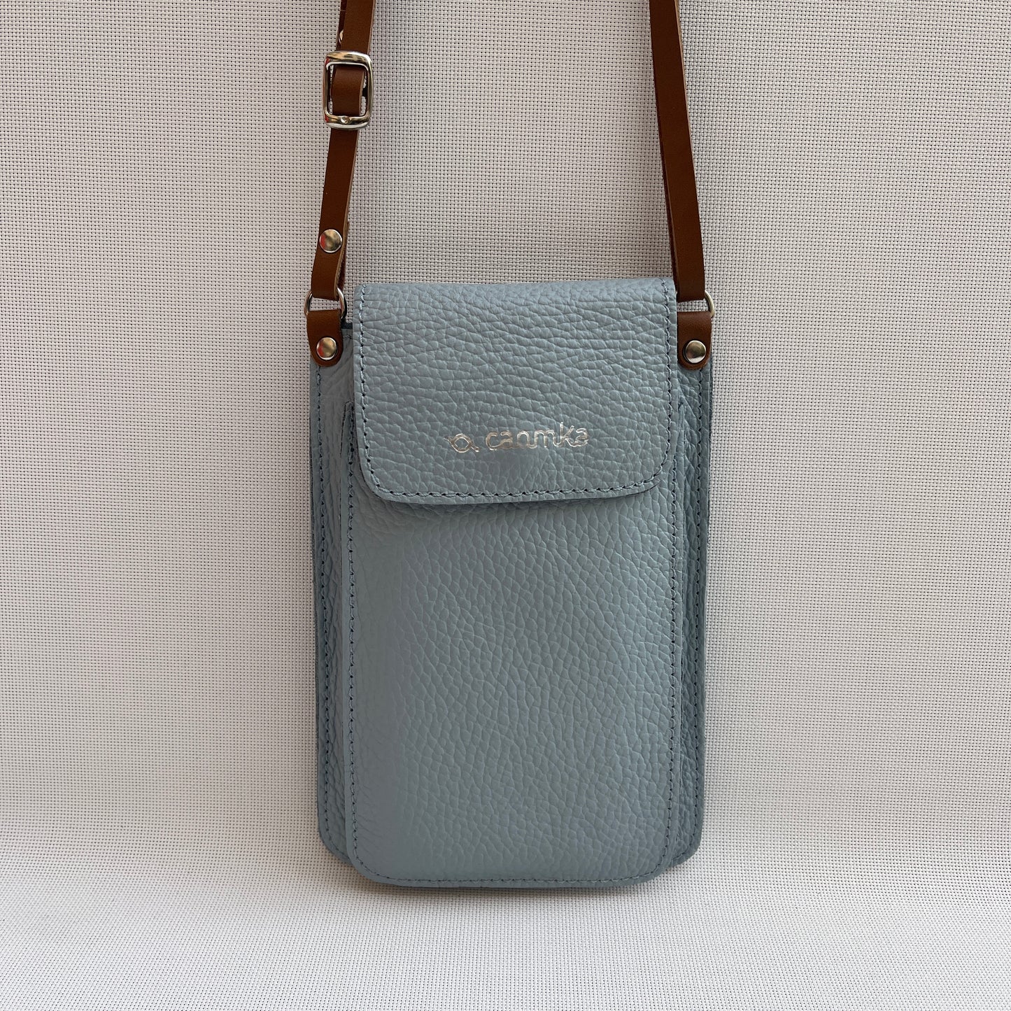 Mobile Holder · Air Design · Natural Leather · Light Blue