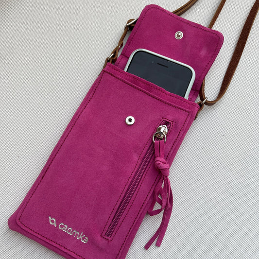 Mobile Holder · Water Design · Split Leather · Bubble Gum Pink