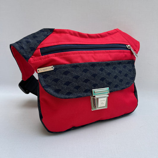 Red "Cordura" &amp; Japanese Waves · Waterproof · Unique Piece No. 12504
