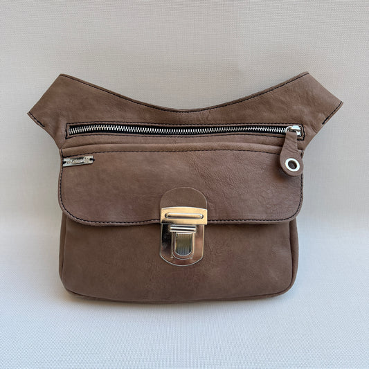 Special Taupe &amp; Silver BioCuir® natural leather Unique Piece No. 10885