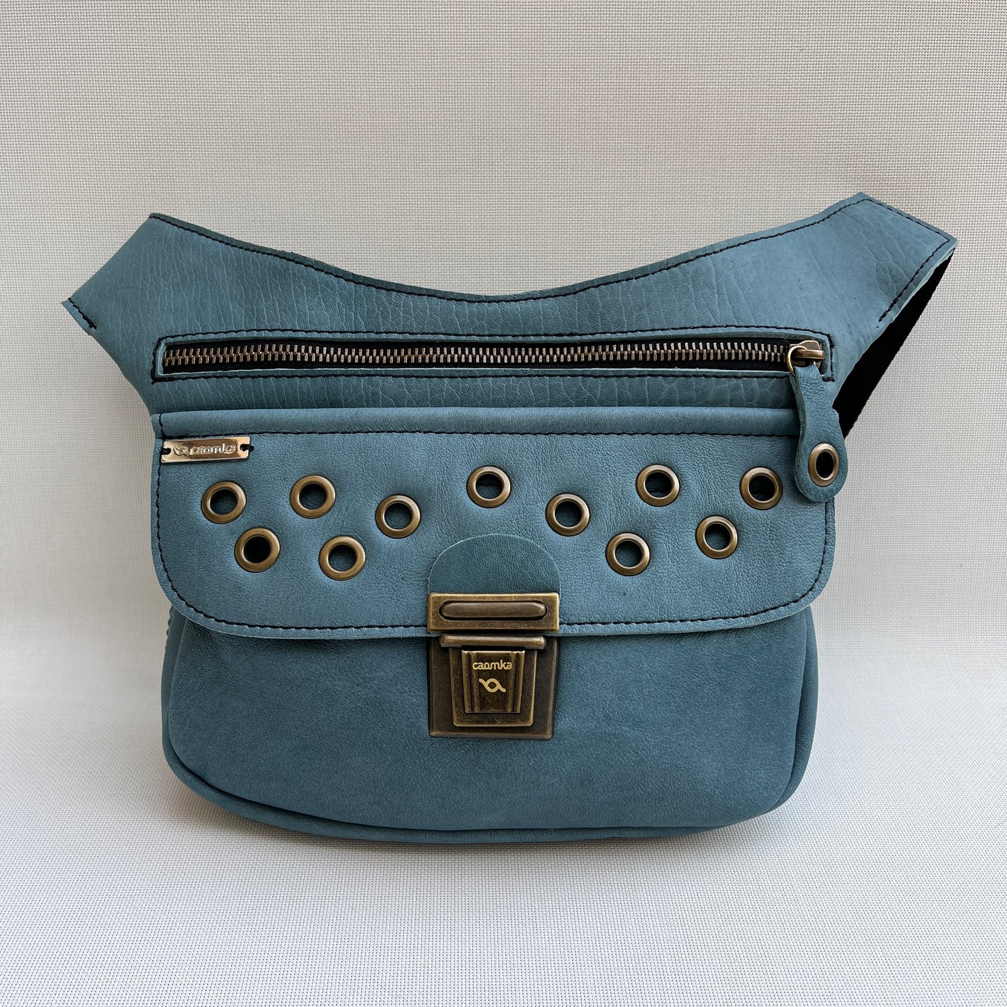 Premium Blue Circles &amp; Old Gold Natural BioCuir® Leather Exclusive Part No. 11555