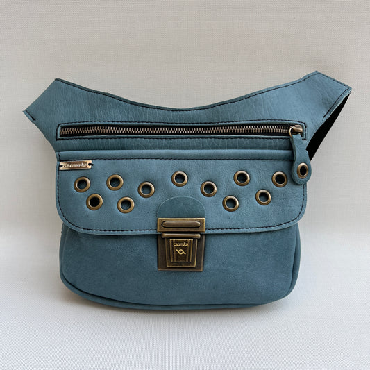 Premium Blue Circles &amp; Old Gold Natural BioCuir® Leather Exclusive Part No. 11555
