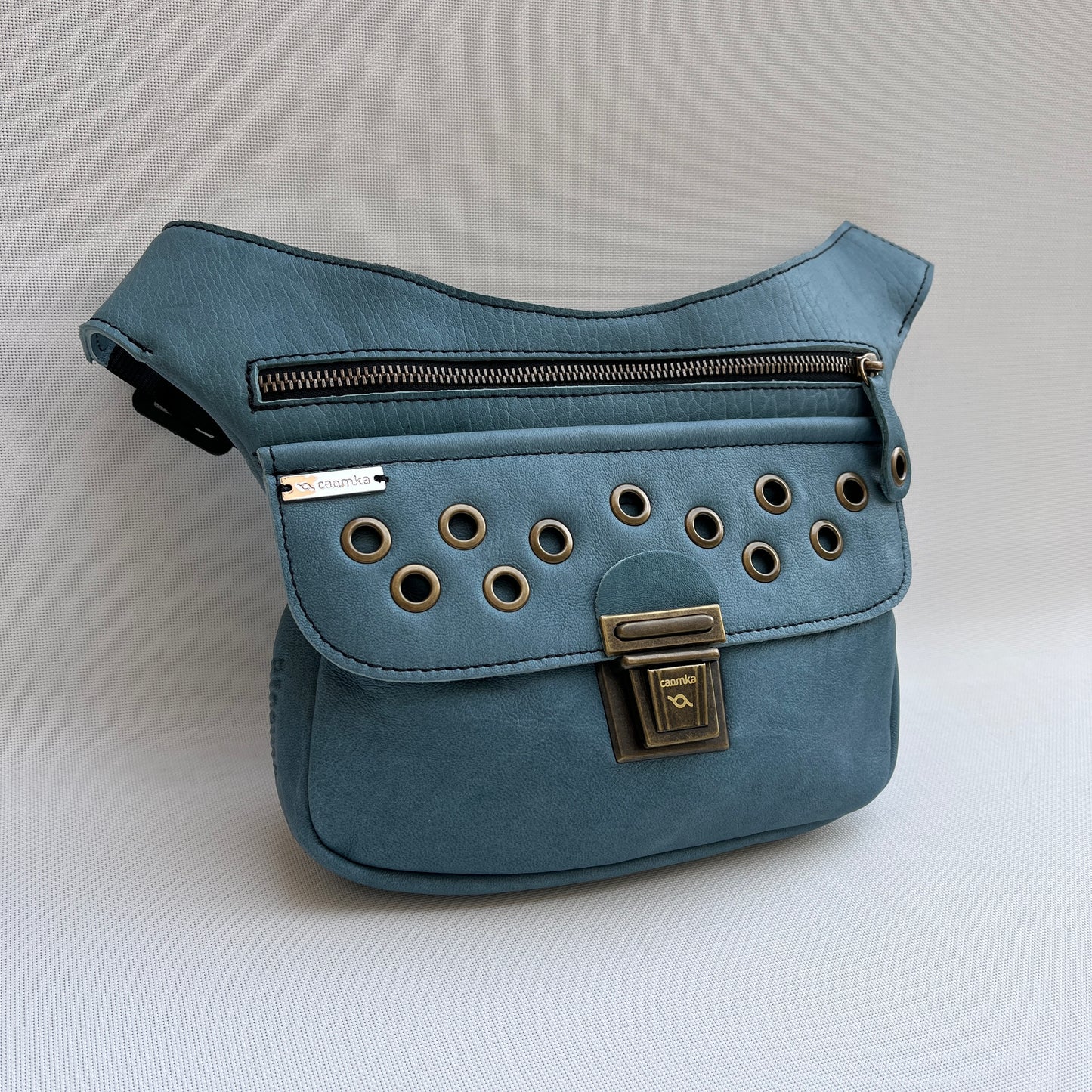 Premium Blue Circles &amp; Old Gold Natural BioCuir® Leather Exclusive Part No. 11555