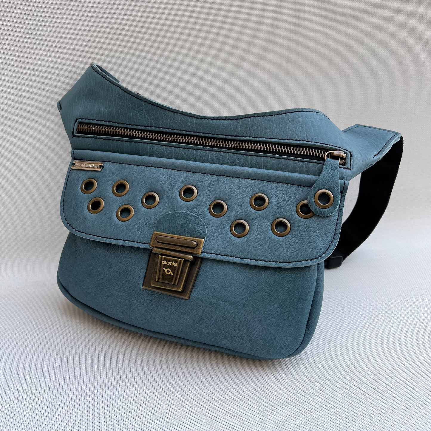 Premium Blue Circles &amp; Old Gold Natural BioCuir® Leather Exclusive Part No. 11555