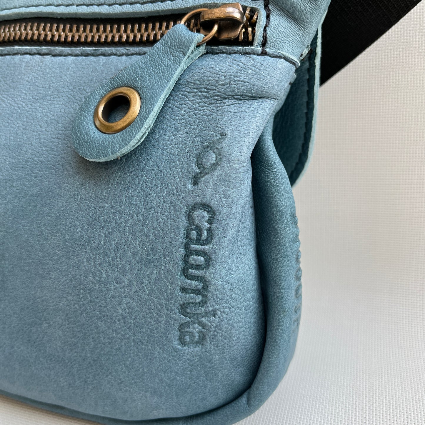 Premium Blue Circles &amp; Old Gold Natural BioCuir® Leather Exclusive Part No. 11555
