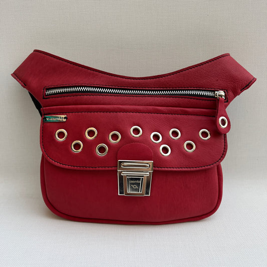 Premium Red Circles &amp; Silver Natural BioCuir® Leather Exclusive Part No. 11552