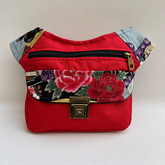 Special Red "Cordura" &amp; Japanese Flowers · Waterproof · Unique Piece No. 11571