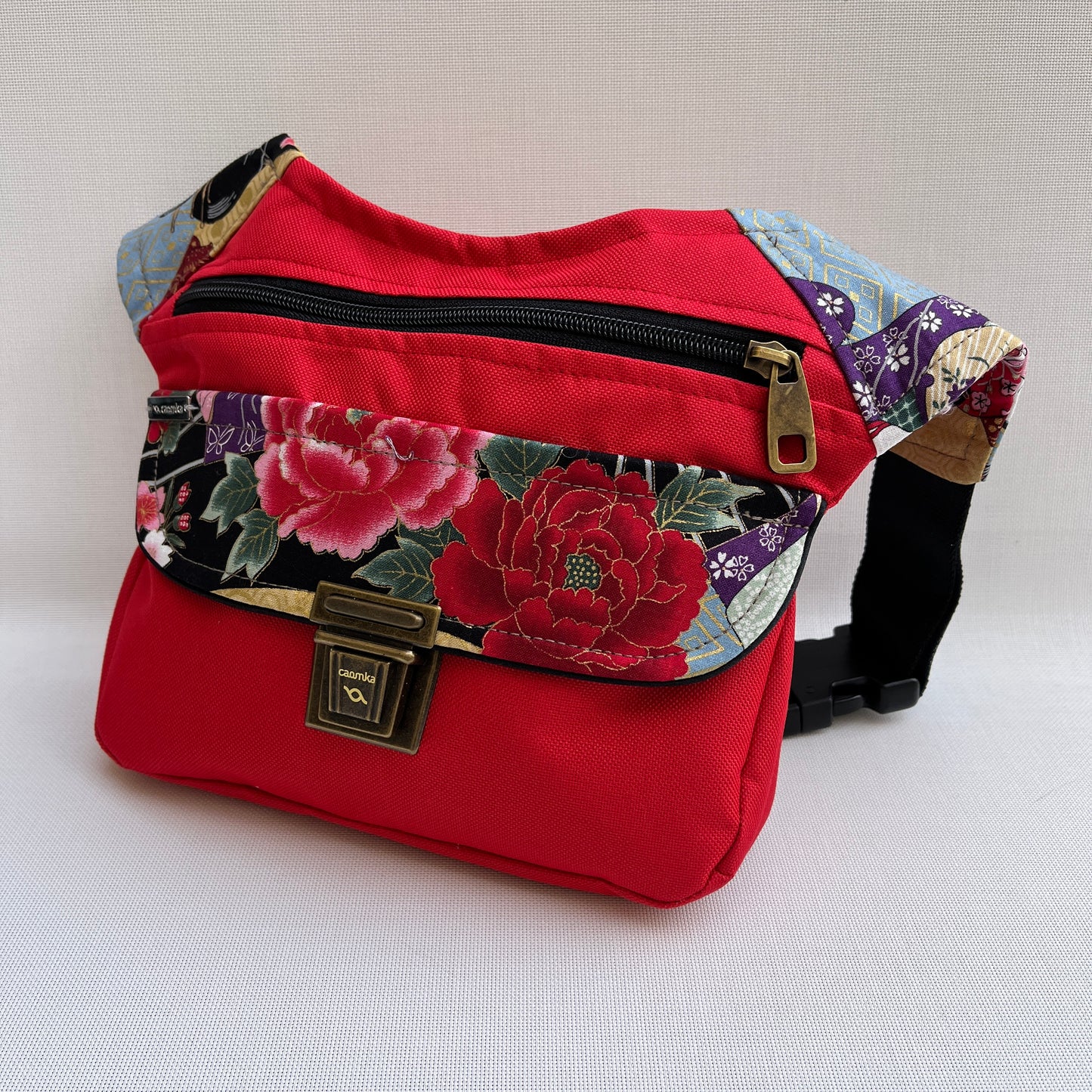 Special Red "Cordura" &amp; Japanese Flowers · Waterproof · Unique Piece No. 11571