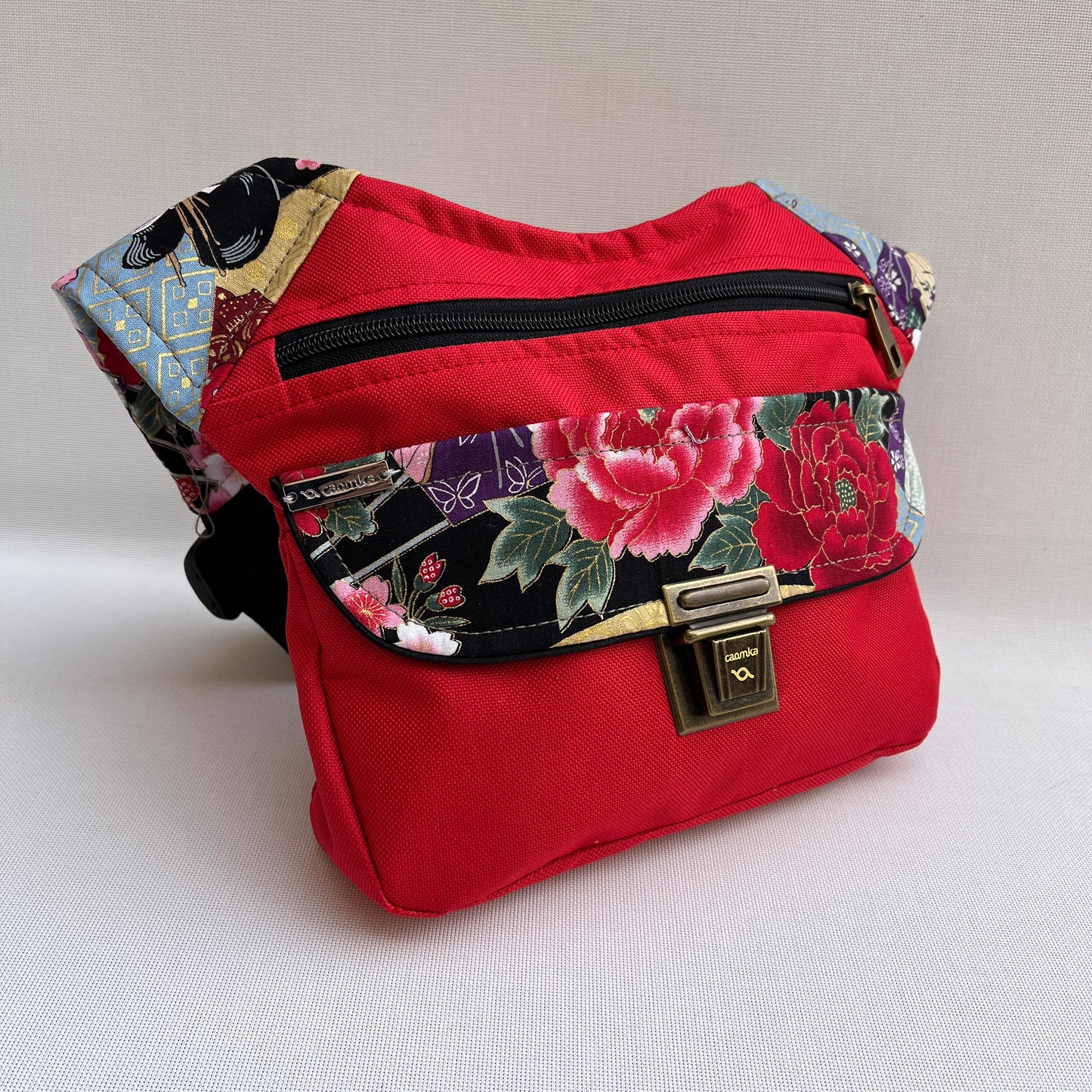 Special Red "Cordura" &amp; Japanese Flowers · Waterproof · Unique Piece No. 11571