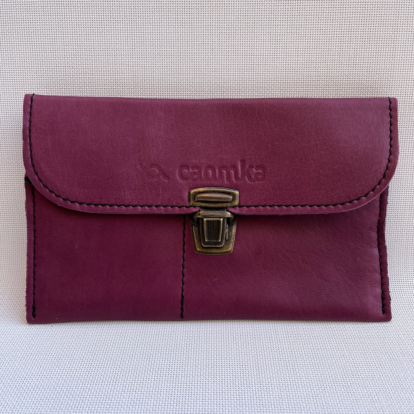 CAOMKA Flat Coin Purse Natural BioCuir® Leather Exclusive Piece No. 10743