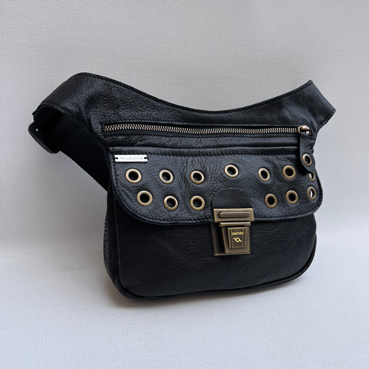 Premium Black Circles &amp; Old Gold Natural BioCuir® Leather Exclusive Part No. 11596