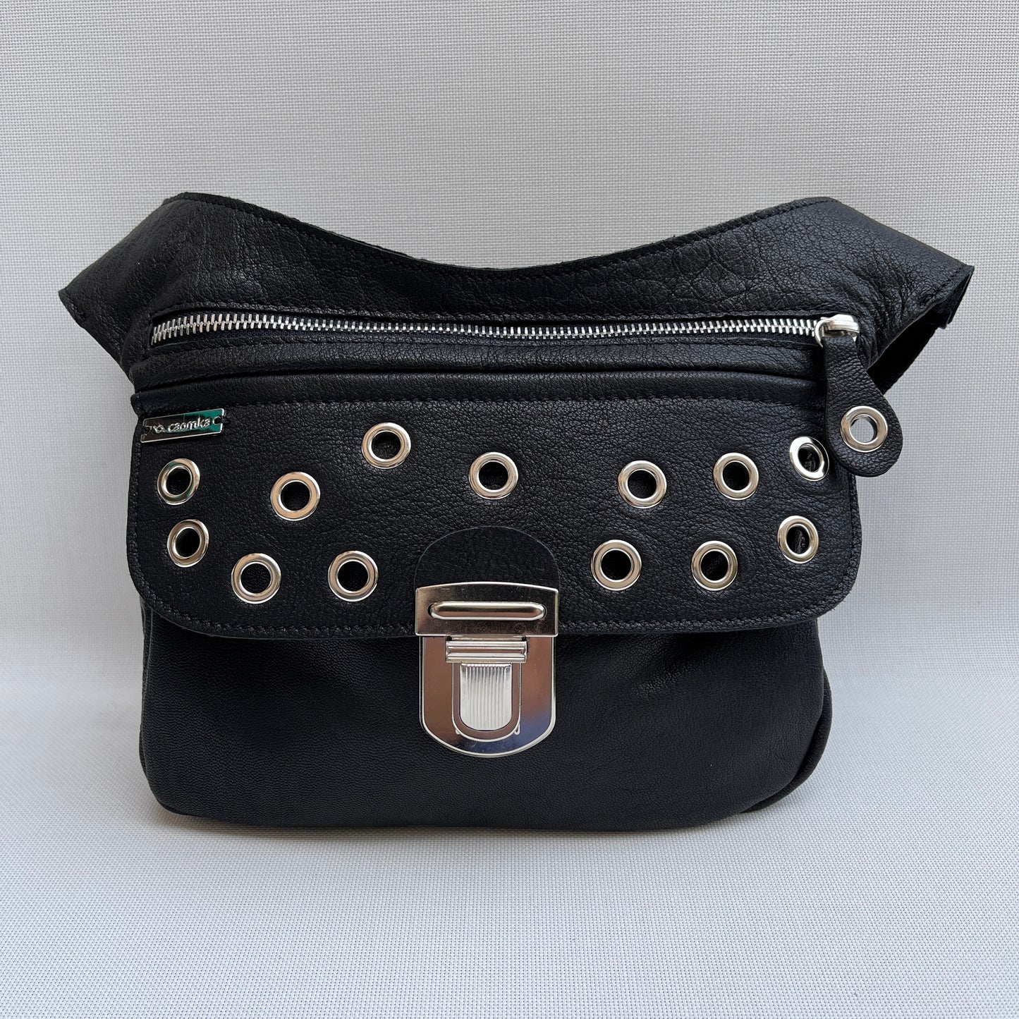 Premium Black Circles &amp; Silver Natural BioCuir® Leather Exclusive Part No. 11591