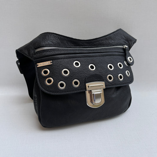 Premium Black Circles &amp; Silver Natural BioCuir® Leather Exclusive Part No. 11591