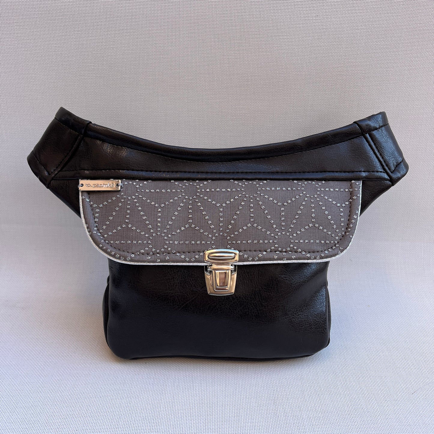 Mini Brown &amp; Geometric Leatherette Unique Piece No. 13280