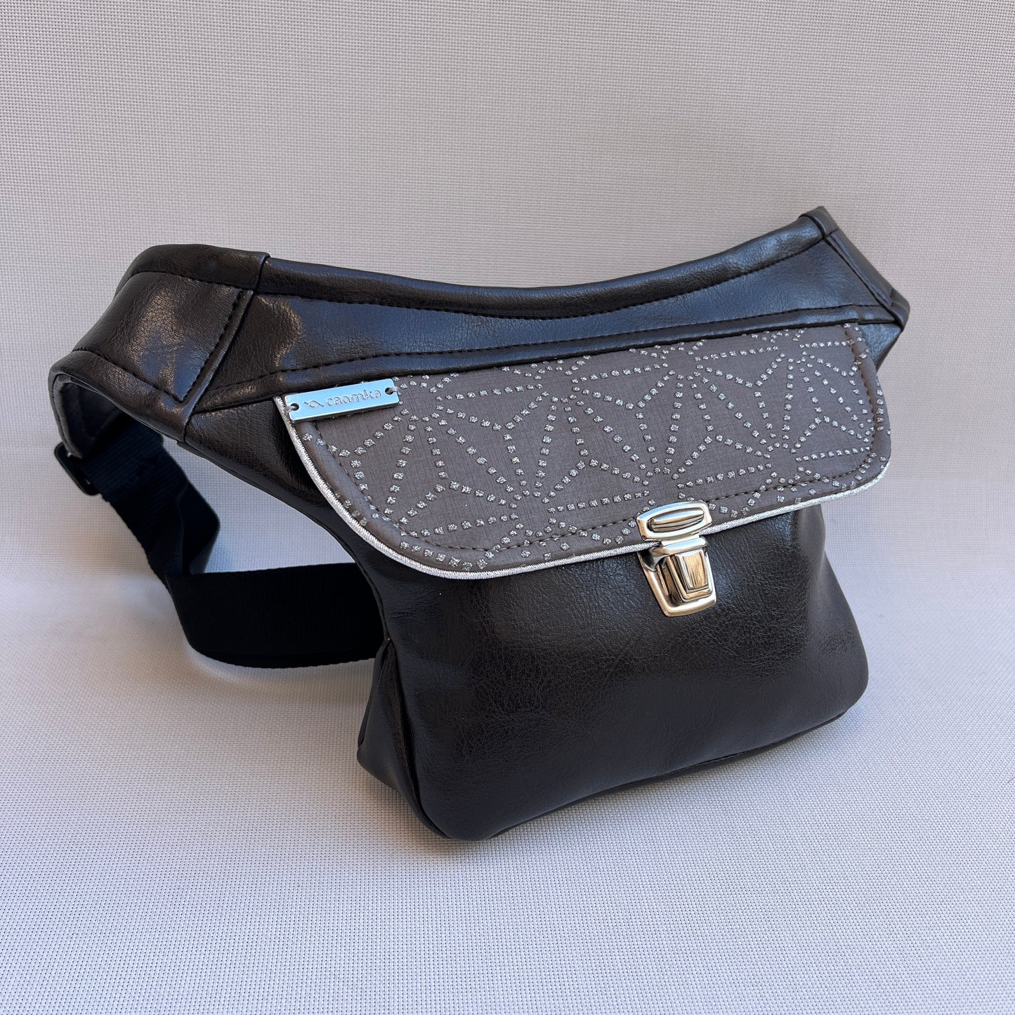 Mini Brown &amp; Geometric Leatherette Unique Piece No. 13280