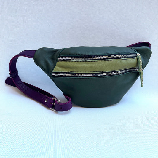 Retro Chic Verde Botella y Verde Pistacho · Piel natural BioCuir® · Pieza Exclusiva Núm. 11670