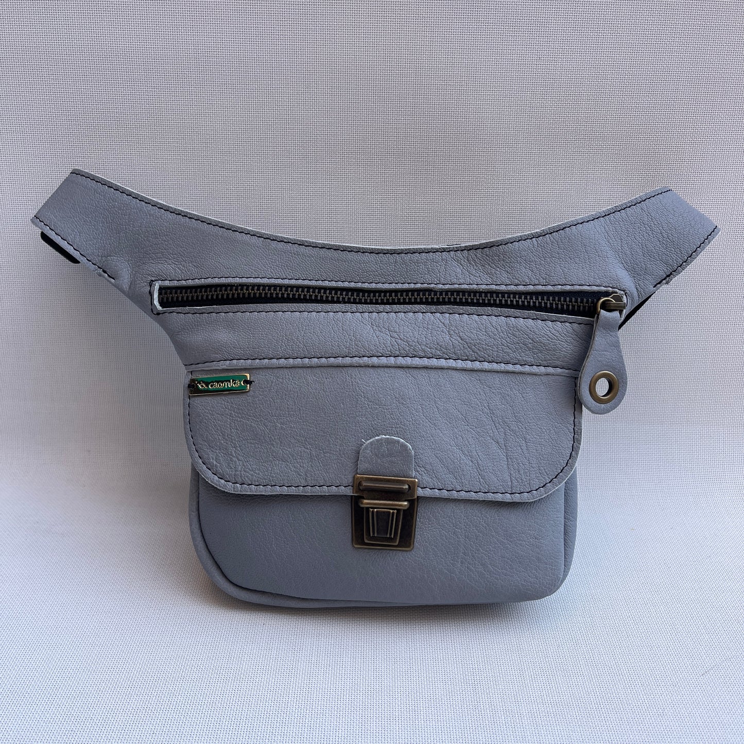 Mini Turquoise &amp; Pearl Gray Natural BioCuir® Leather Exclusive Piece No. 13365