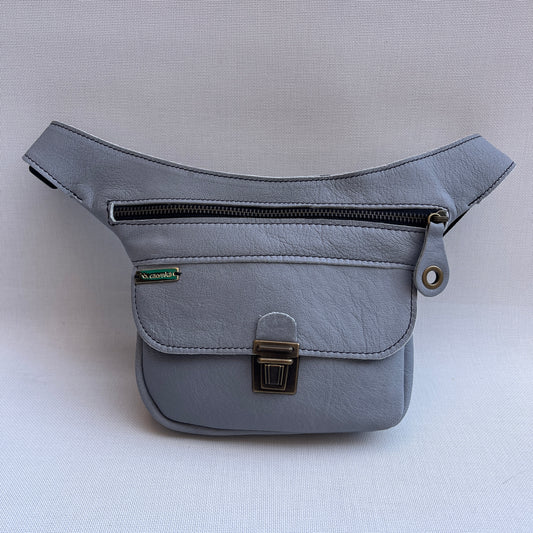 Mini Turquoise &amp; Pearl Gray Natural BioCuir® Leather Exclusive Piece No. 13365