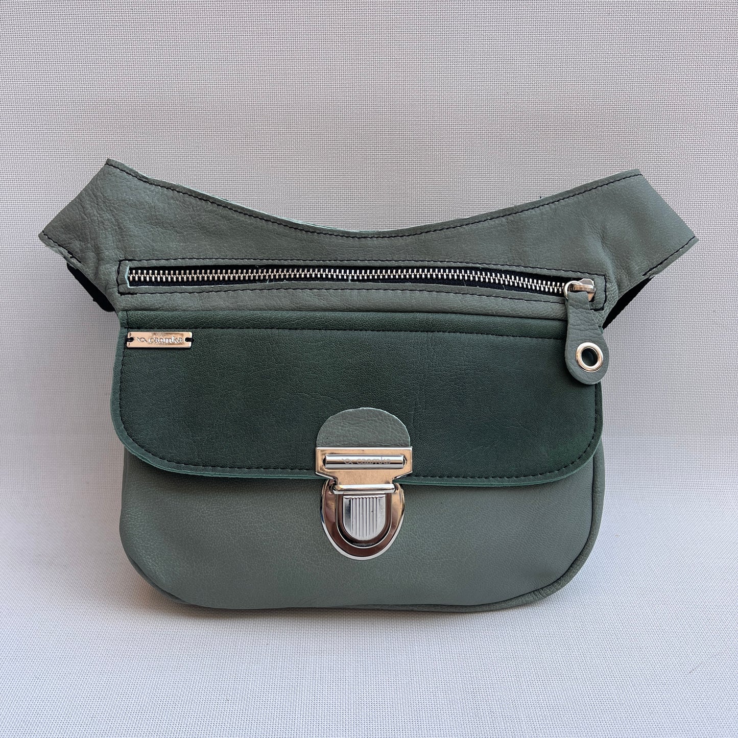 Special Green Turquoise &amp; Silver BioCuir® Natural Leather Exclusive Piece No. 13275