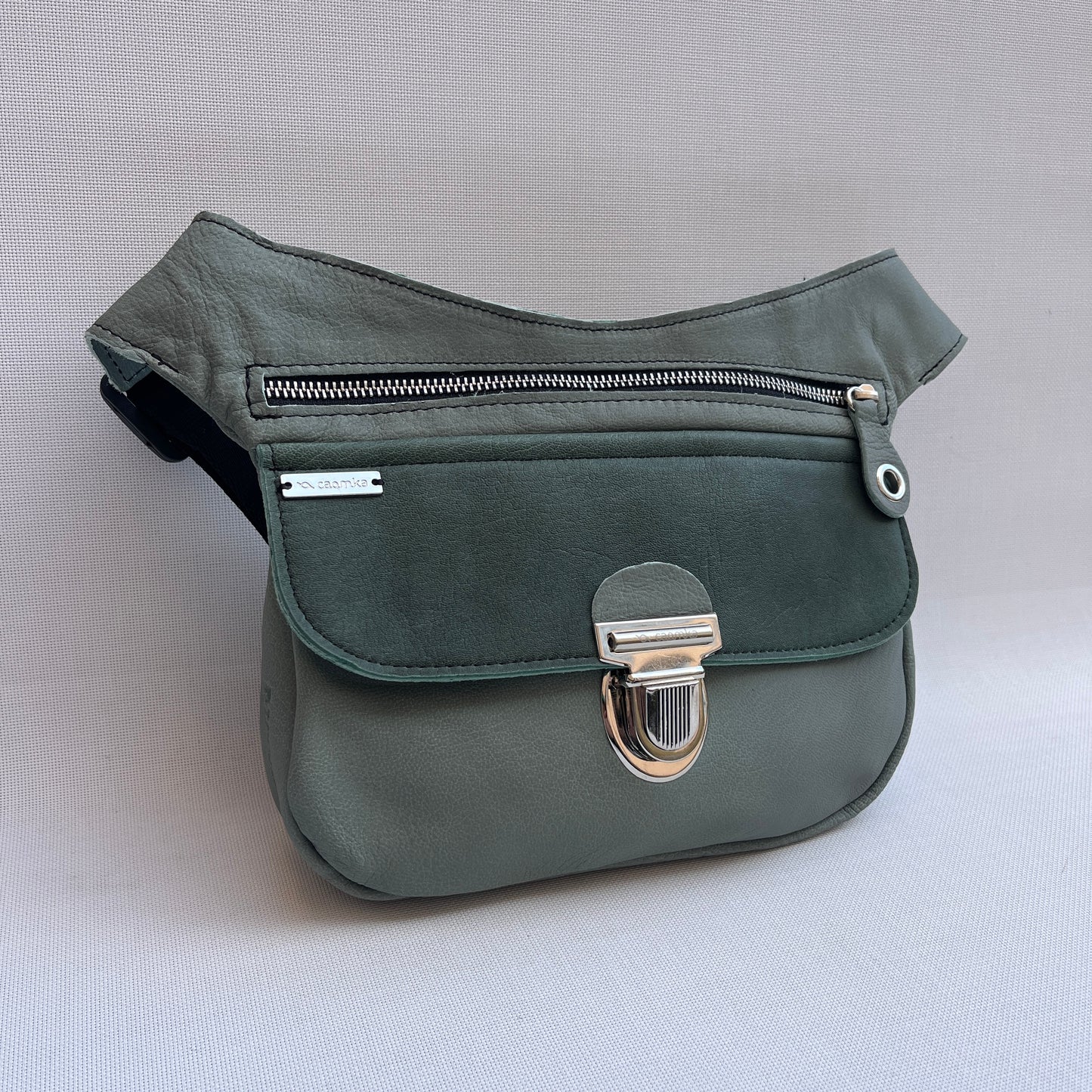 Special Green Turquoise &amp; Silver BioCuir® Natural Leather Exclusive Piece No. 13275