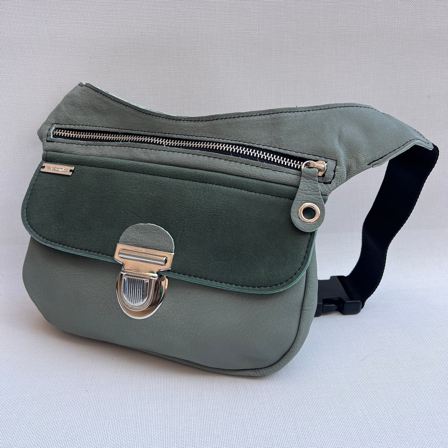 Special Green Turquoise &amp; Silver BioCuir® Natural Leather Exclusive Piece No. 13275