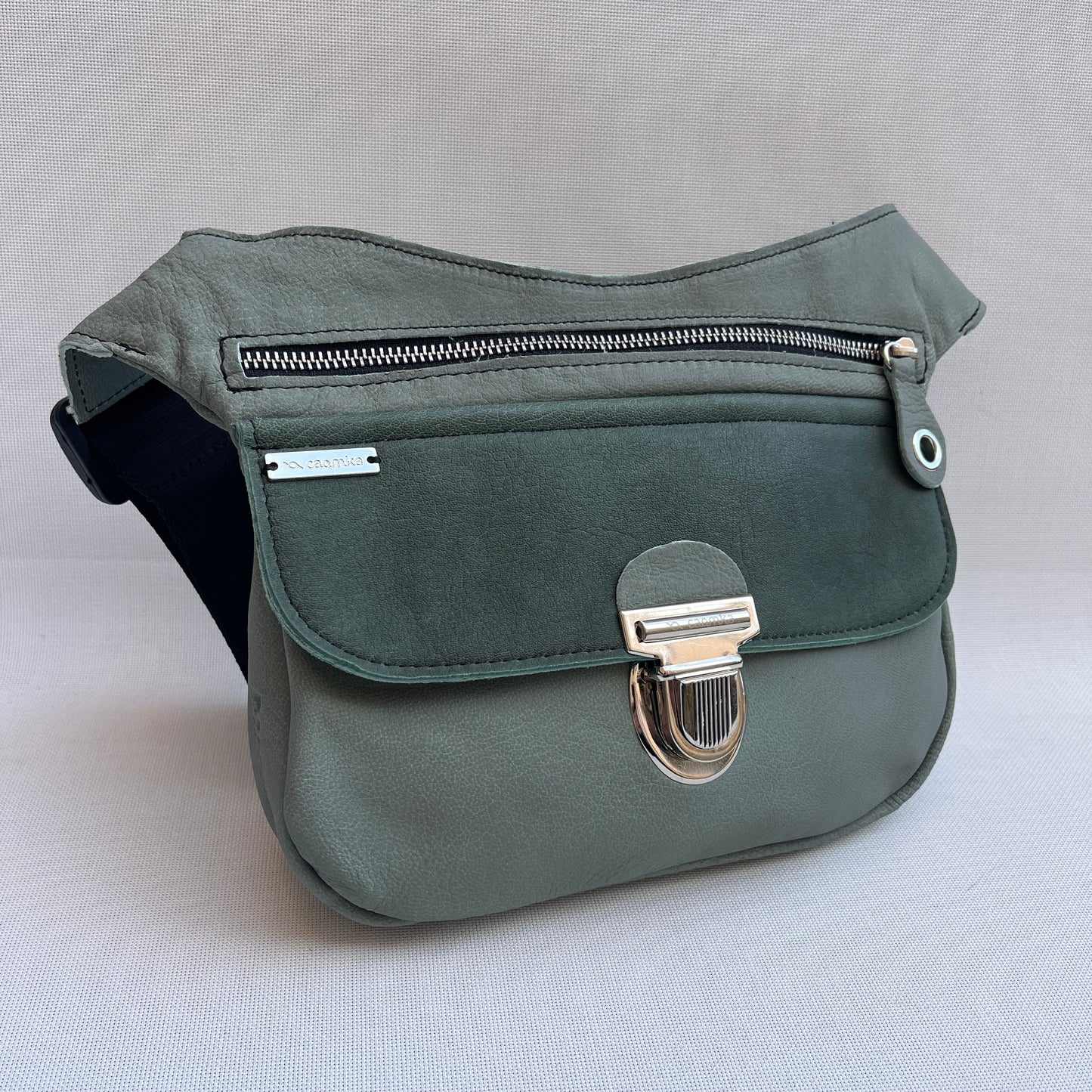Special Green Turquoise &amp; Silver BioCuir® Natural Leather Exclusive Piece No. 13275