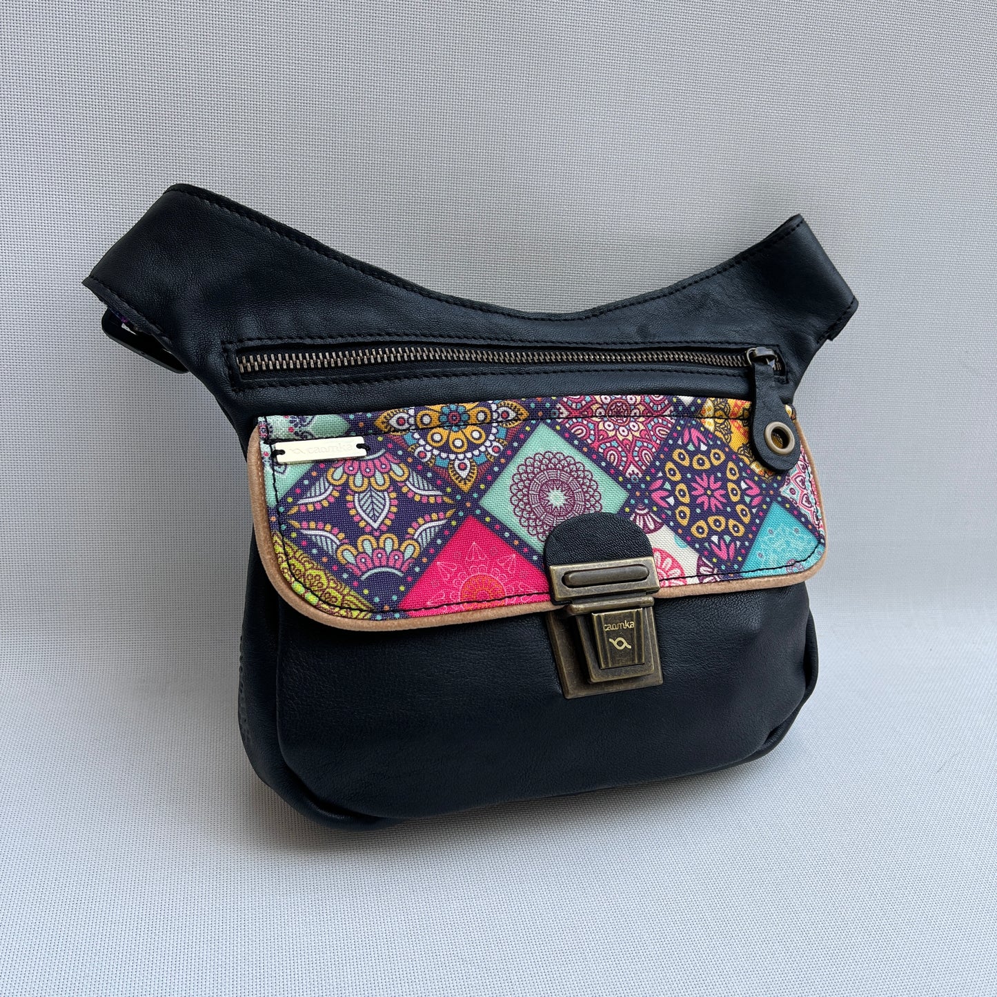 Special Black &amp; Mandalas BioCuir® natural leather Unique Piece No. 12627