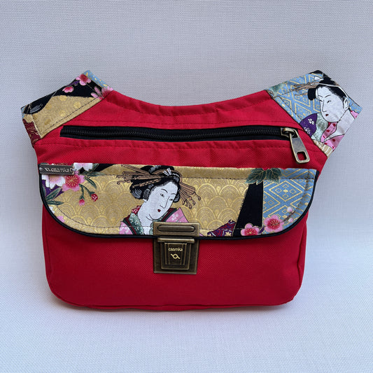 Special Red "Cordura" &amp; Japanese Flowers · Waterproof · Unique Piece No. 11888
