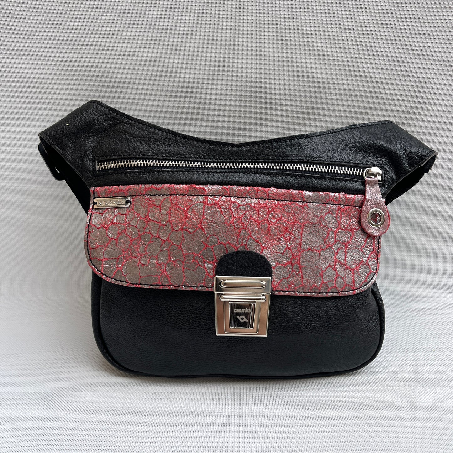 Special "Trencadis" Black &amp; Silver BioCuir® natural leather Exclusive Piece No. 13331
