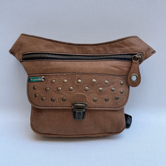 Mini Premium Brown & Old Gold · Piel natural BioCuir® · Pieza Exclusiva Núm. 11758