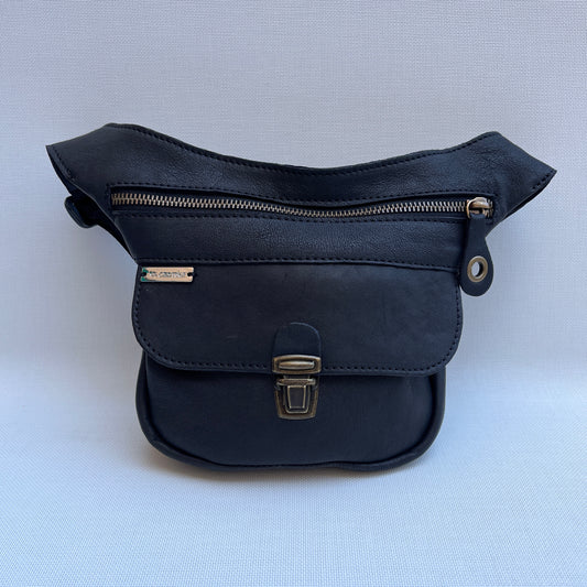 Mini Black &amp; Old Gold Natural BioCuir® Leather Exclusive Piece No. 11761