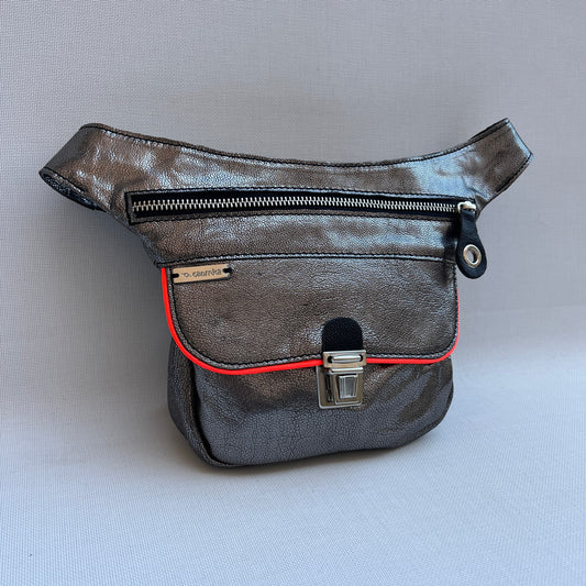 Mini Special Metal Gray BioCuir® natural leather Unique Piece No. 13377