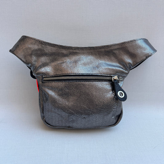 Mini Special Metal Gray BioCuir® natural leather Unique Piece No. 13377