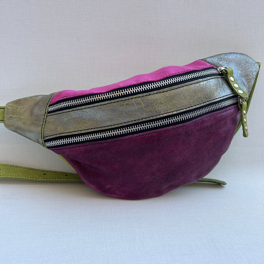 Retro Chic Bordeaux, Bubblegum Pink and Pistachio BioCuir® Natural Leather Exclusive Piece No. 13353
