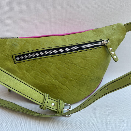 Retro Chic Bordeaux, Bubblegum Pink and Pistachio BioCuir® Natural Leather Exclusive Piece No. 13353